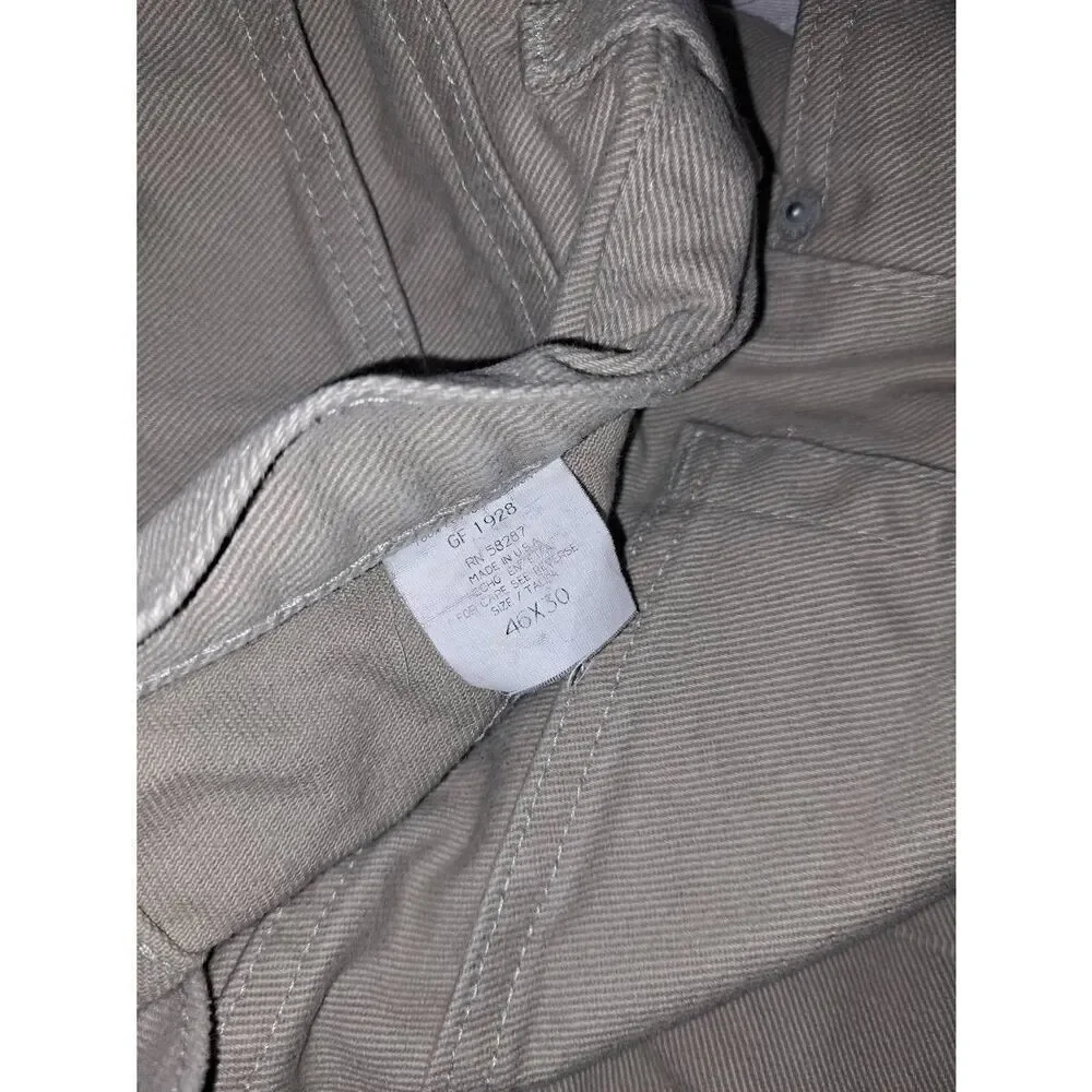 46x30 Faded Glory Cotton Tan Khaki Denim Jeans with Pockets and Belt Loops